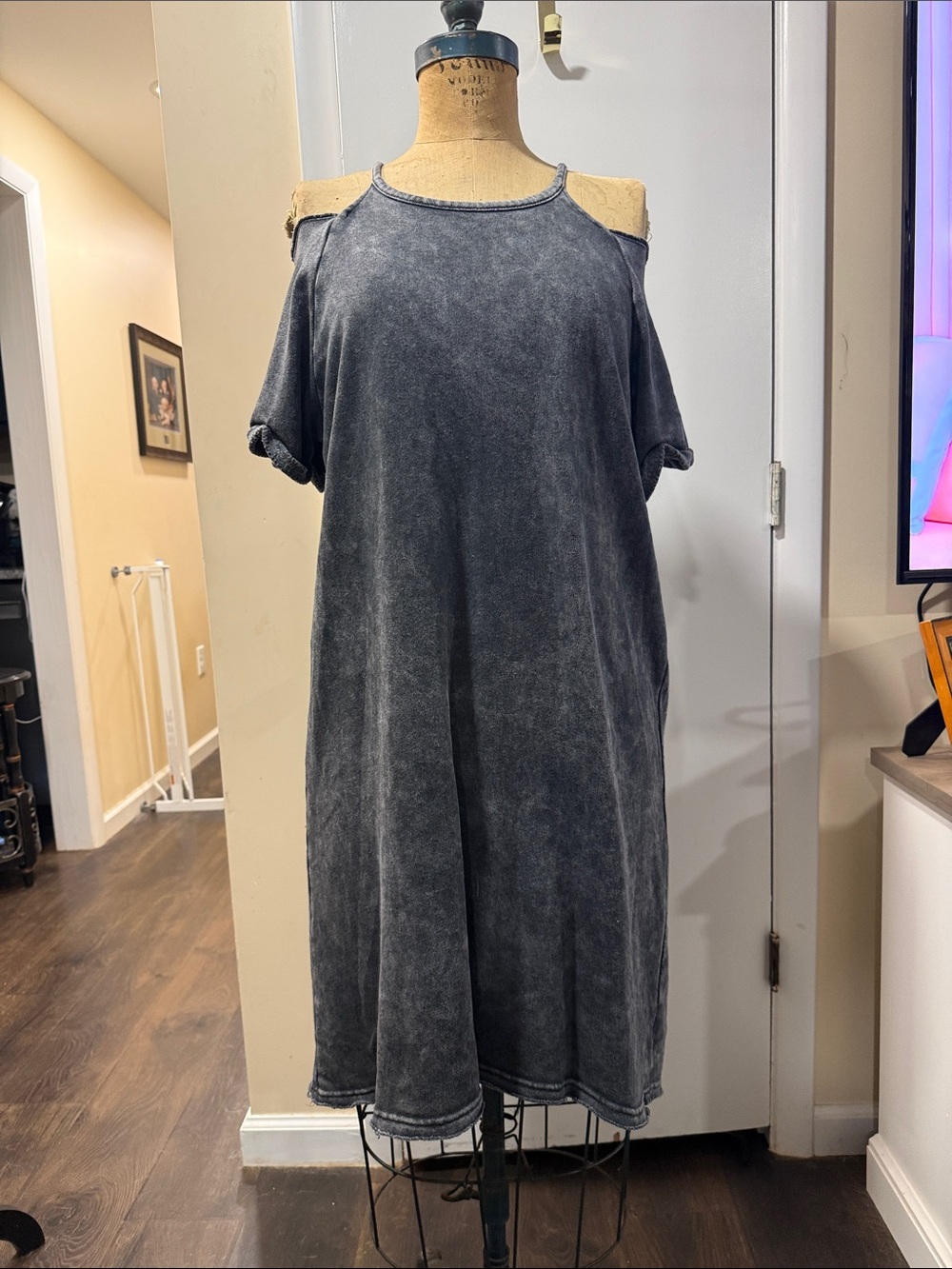 Torrid Washed Black Cold-Shoulder Midi Dress